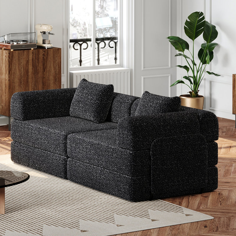 Convertible Sofa Bed, Light Black Corduroy