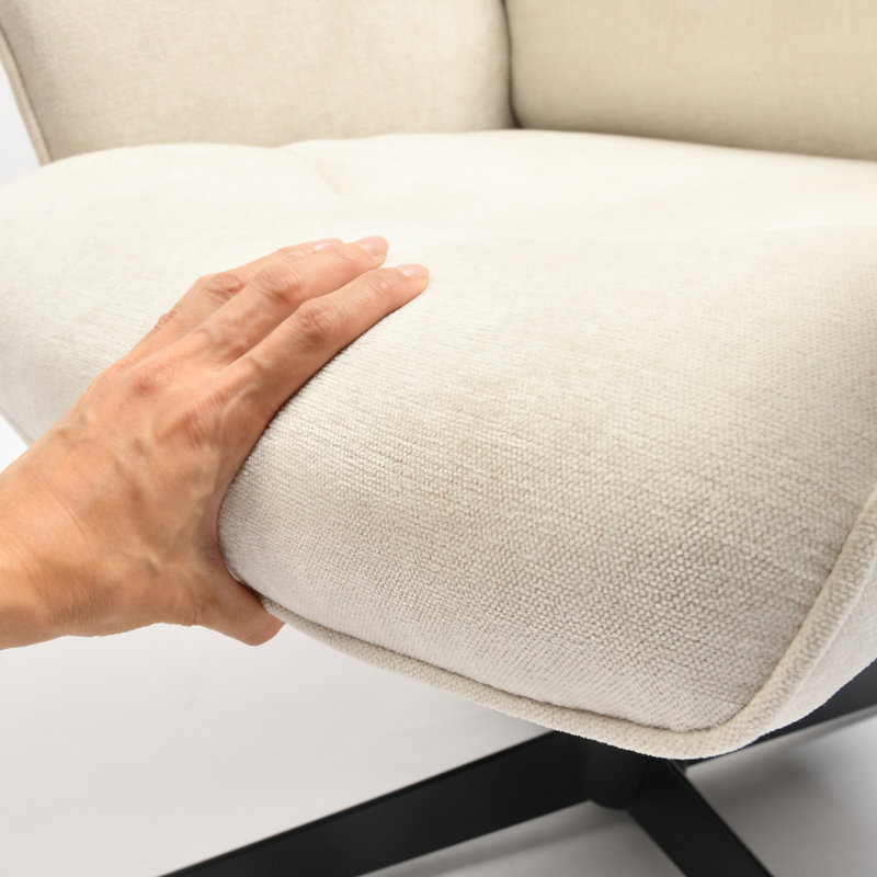 Cannoy 360° Swivel Padded Office Chair with Armrests For Living Room Bedroom Study Room, Cream Polyester