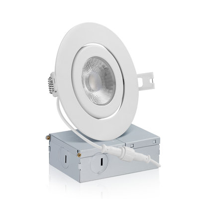 QPLUS 4 Inch Adjustable Eyeball Gimbal LED Recessed Light Canless, 10W, Dimmable, ETL Listed