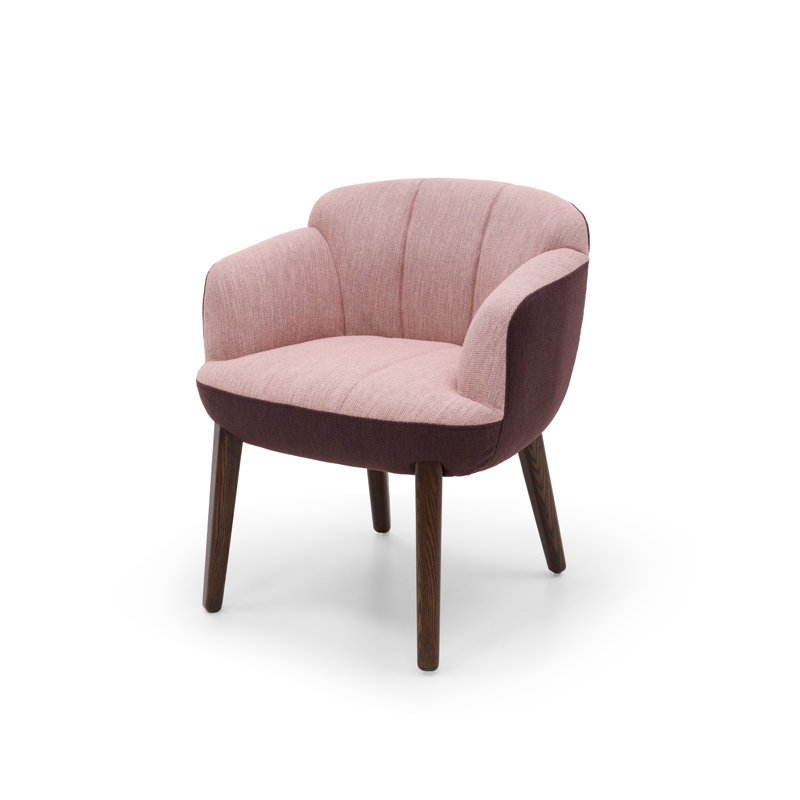Bolla 26" Two-Tone Upholstered Dining Arm Chair with Solid Ash Wood Legs for Dining Room, Home Office, Vanity chair