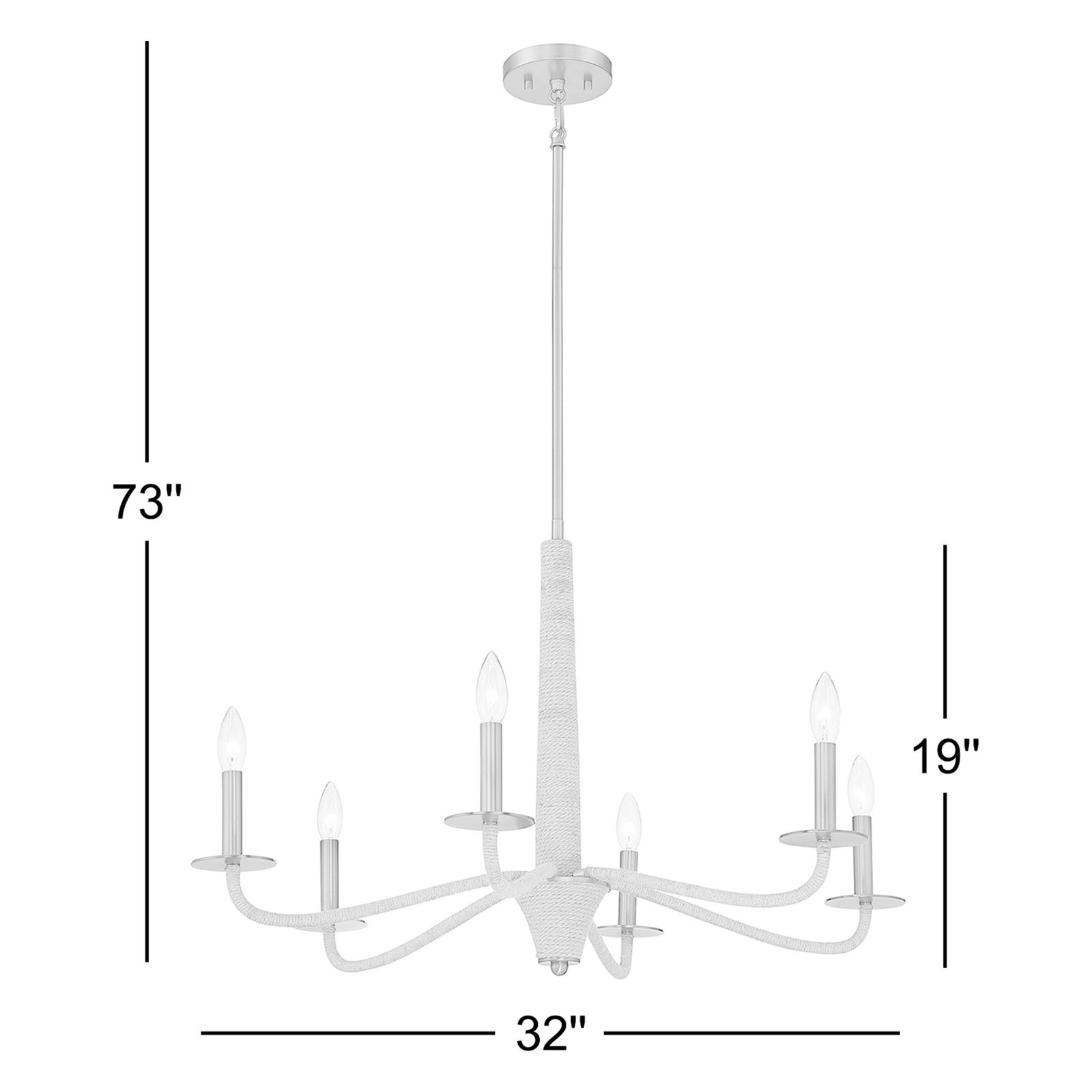 Joslin 6-Light Chandelier In Warm Brass And Rope