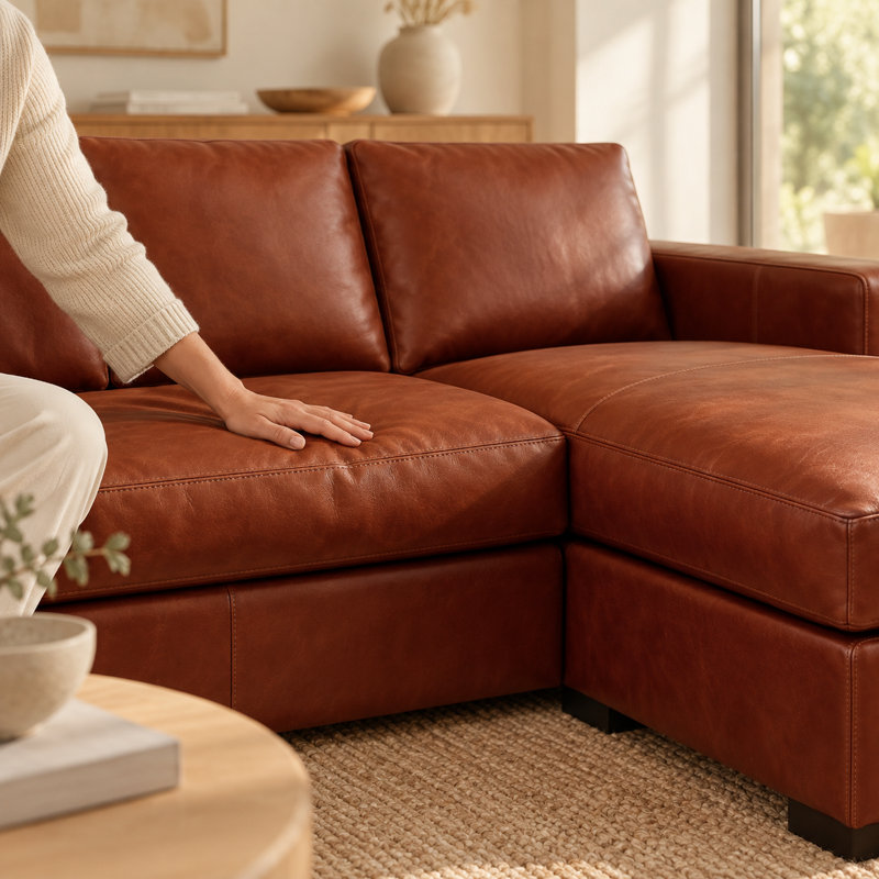 Akar Heirloom Quality L-Shaped Sectional Reversible in Buttery Soft 100% Top Grain Leather, Made to Order