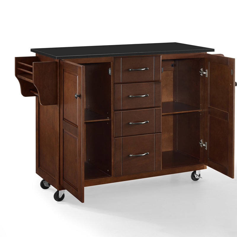 Sammie Granite Top Kitchen Cart, Granite Black
