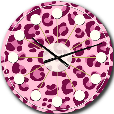 Motif léopard rose - horloge murale moderne Mid-Century