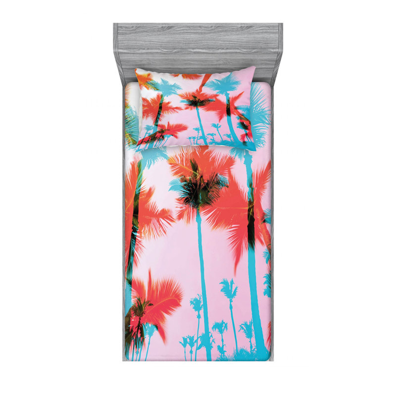 Ensemble de draps floral sapin de noix de coco, Ensemble de draps pour lit simple TG avec drap-hou