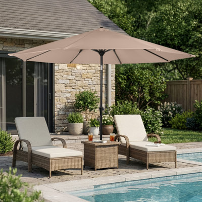 Kelton 10' W Crank Lift Auto-Tilt Patio Umbrella
