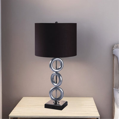 ONE PAIR OF 29"H SILVER 3-RING WITH OUTLET TABLE LAMP