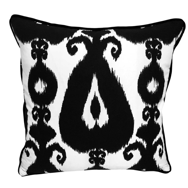Housse et insert de coussin décoratif noir / blanc Ikat