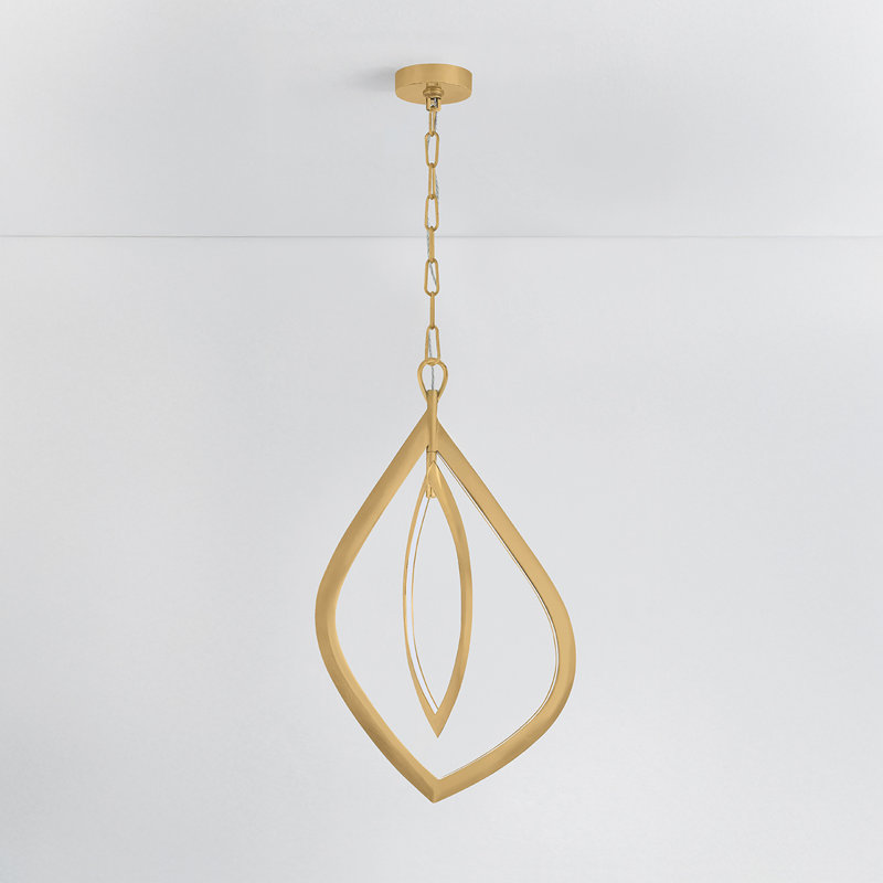 Lustre Arles en laiton rétro, H 31,5 po x l 19,25 po x P 19,25 po
