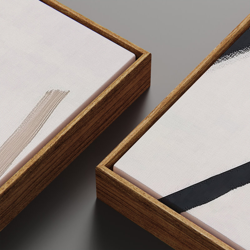 «Minimal Abstract Neutral Line Art Diptych», ensemble de 2 reproductions d'art encadrées sur toile 60 po x 20 po x 2 pièces, 60 po x 30 po x 2 pièces