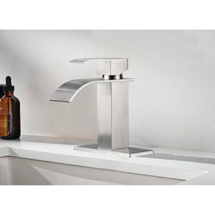 Robinet de lavabo de salle de bain Modern Waterfall - poignée simple, acier inoxydable, finition nickel brossé