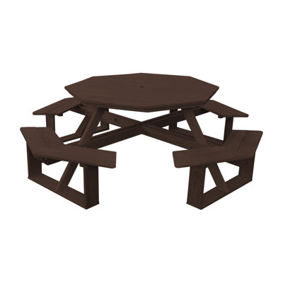 Moe 8 - Person Pine Solid Wood Patio Dining Set Umbrella Hole Included Octagonal Table