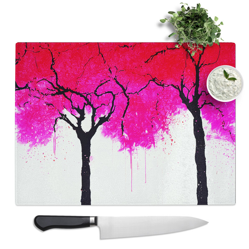 Cherry Blossom Tree Drips  Glass Chopping Board