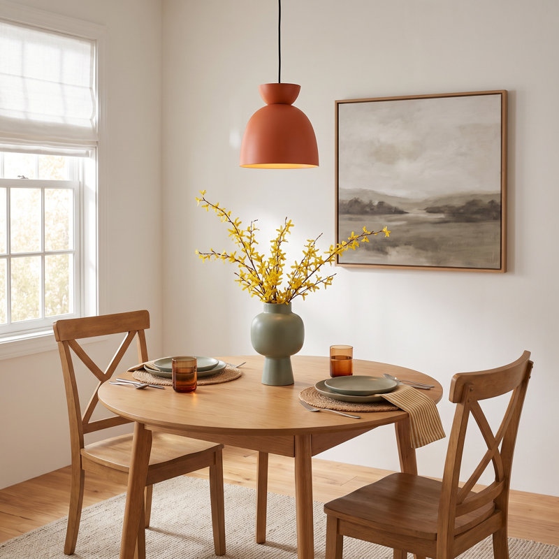 Avey 1 - Light Dome Pendant, 7.5" H x 7.5" W x 7.5" D, Orange/Black