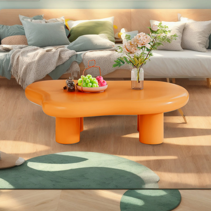 Table basse moderne en forme de nuage avec forme de forme, table de bout d'intérieur irrégulière pour le salon., Orange
