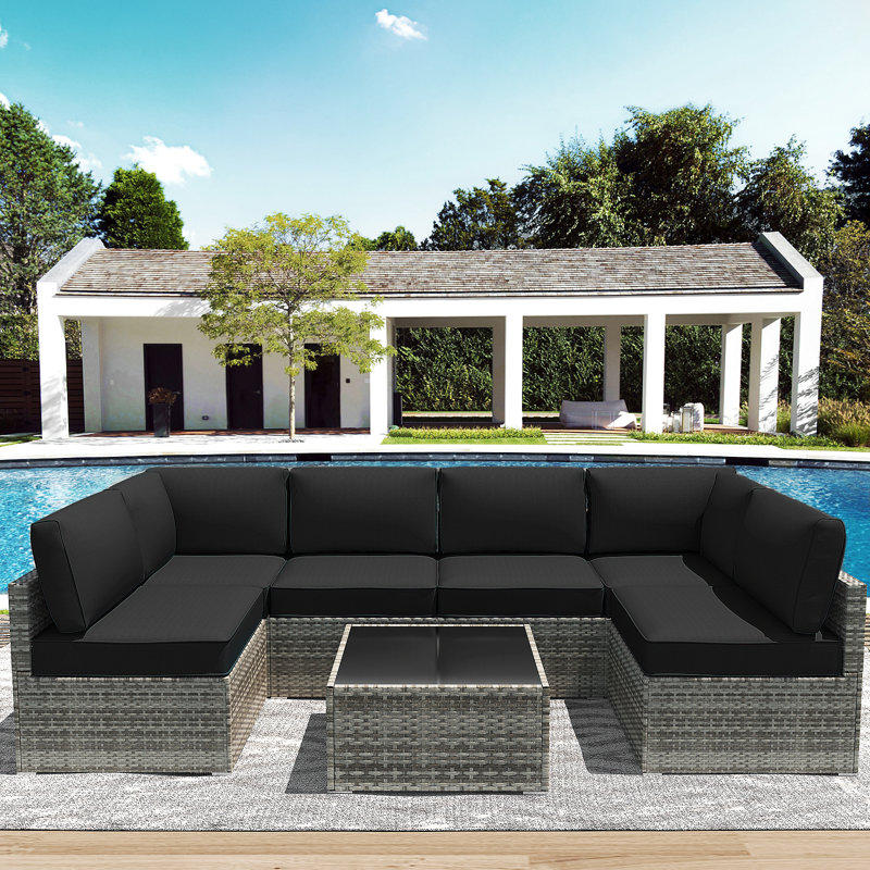 Outdoor Replacement Cushions for Patio Furniture,Water-Resistant Sofa Cushions for Rattan Wicker Sectional Patio Conversation Sets,14-Piece Outdoor Couch Cushions Patio Sofa Cushions