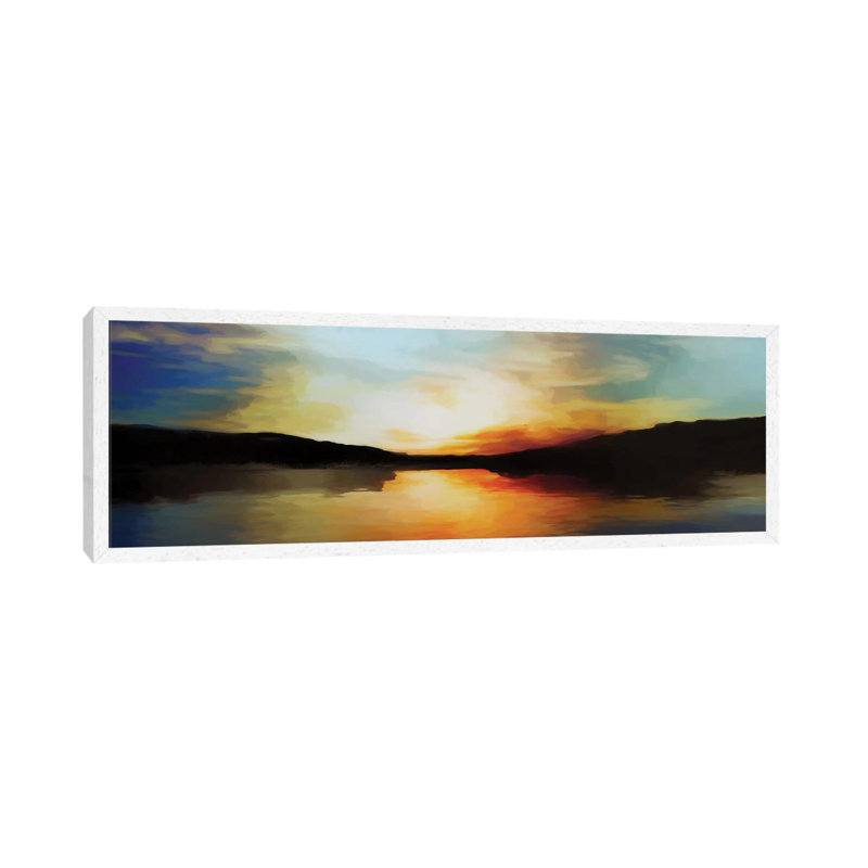 Vibrant Sunset by Angel Estevez - Panoramic Print on Canvas, White Framed, 121.92 cm H x 40.64 cm W