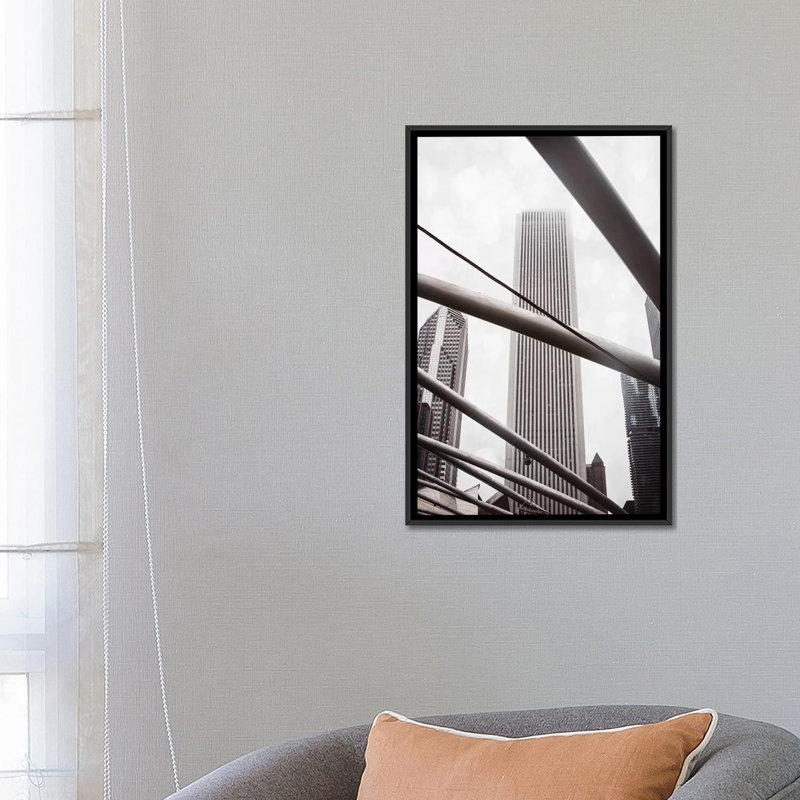 «Chicago Monotone III», impression sur toile, H 26 po x l 18 po x P 1,5 po, Toile avec cadre noir