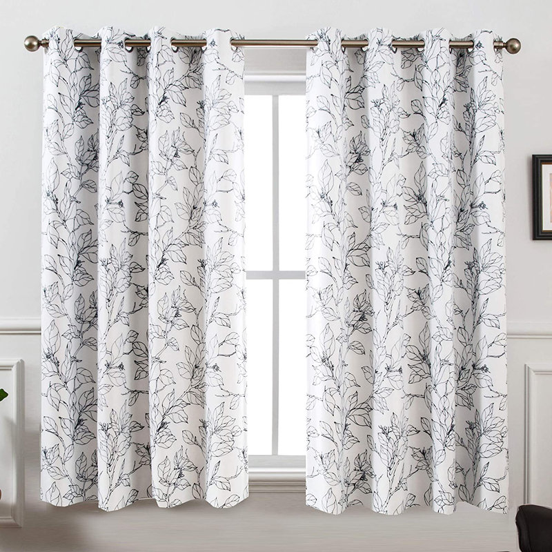Adalinda Blackout Curtain Pair, 52" W x 84" L, Black Line