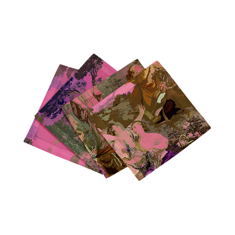 Cyprus Picnic Cotton Sateen Cocktail Napkins, Pop Pink