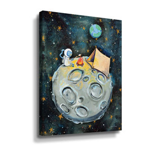 Camping Astronaut Gallery Wrapped Floater-Framed Canvas