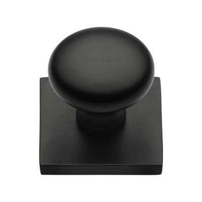 Heritage Brass Cabinet Knob Victorian Round Design with Square Backplate
