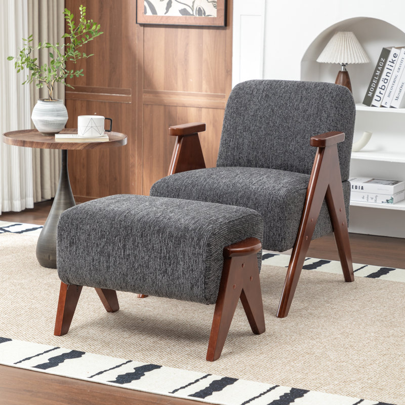 Fauteuil avec repose-pieds Bula, Gris foncé