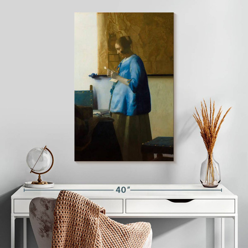 Femme Leisha lisant une lettre, H 30 po x l 20 po