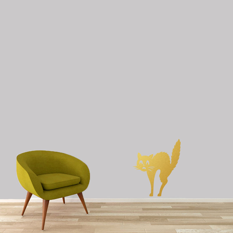 Décalcomanie murale effrayé-chat, Or