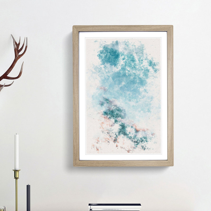 Peach Kissed Clouds - Framed Print, 87cm H x 62cm W x 2cm D, Oak Framed
