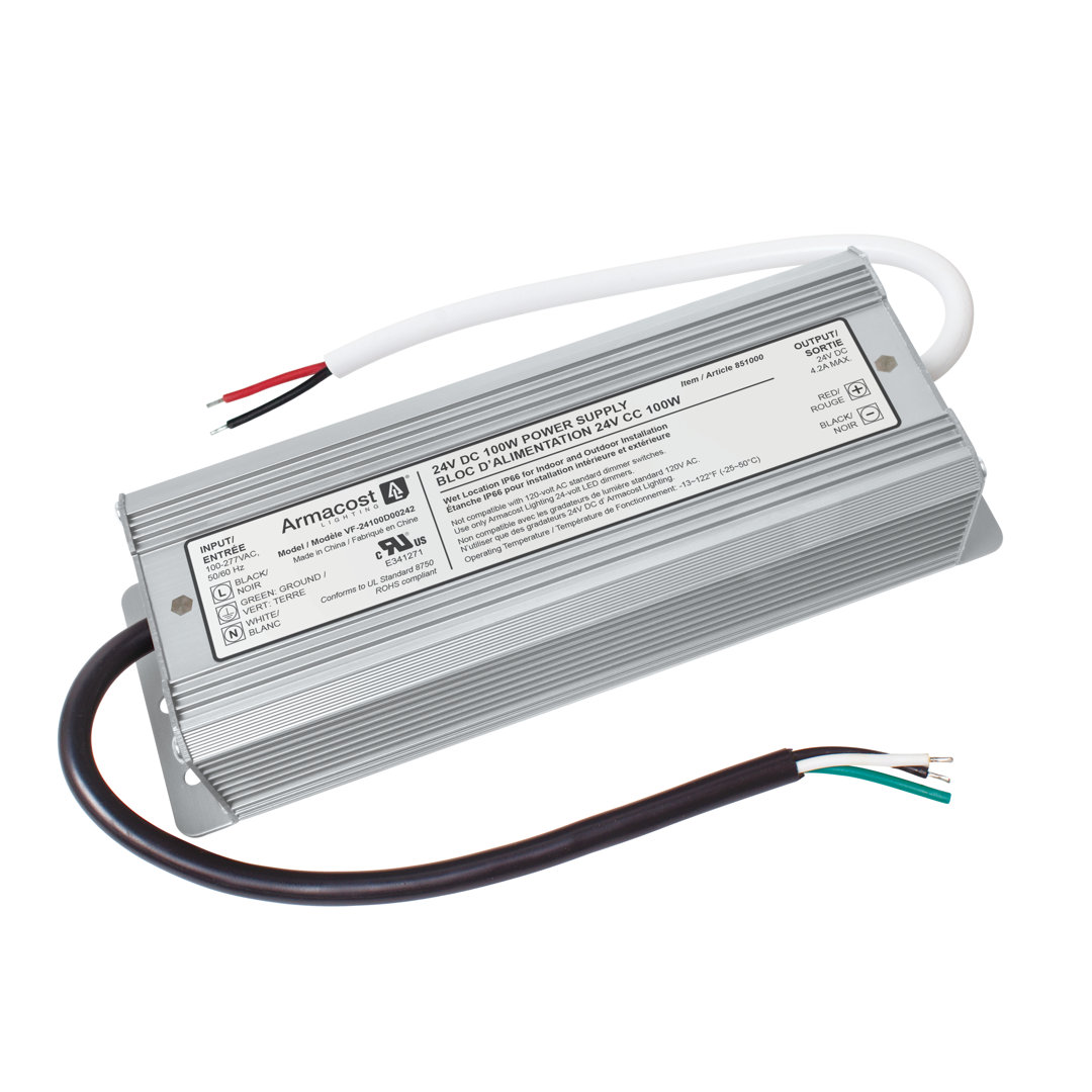 Standard Indoor/Outdoor LED Driver 24V DC, 100W Electronic Transformer Armacost Lighting