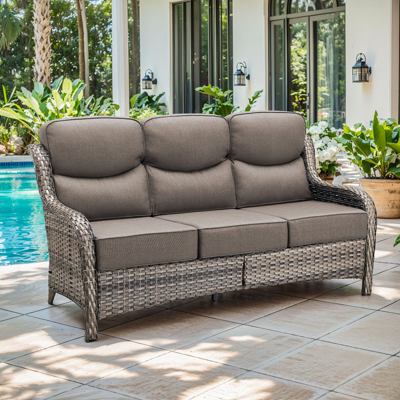 Abbey 72'' 3-Seat Outdoor Durable Sofa With 6-Inch Ultra-Plush Cushions & Water-Resistant Olefin Fabric