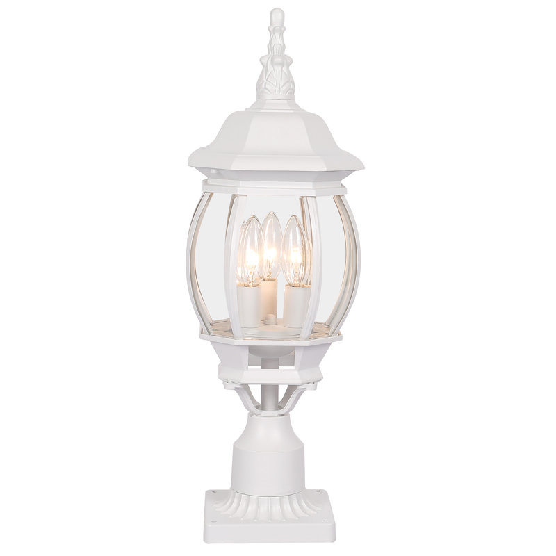 3-Light 21.6" H Hardwired Transparent Pier Mount Light, White