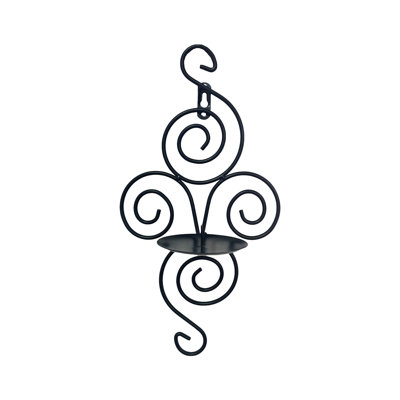 Wrought Iron Candlestick In Black White Wall Mounted Hook Decorative Ornament