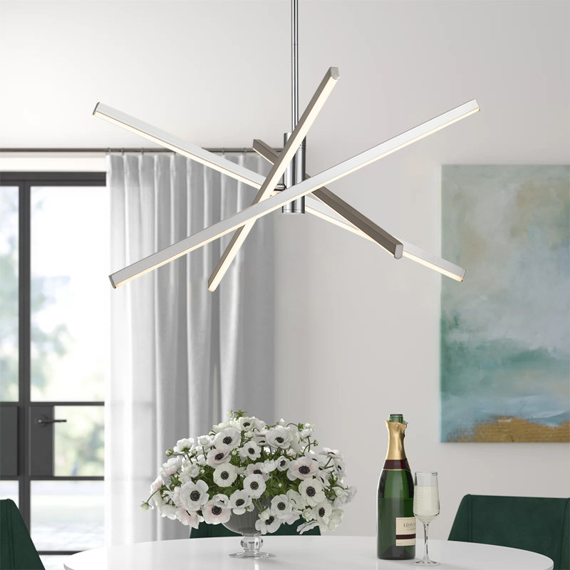 Lustre linéaire moderne Burcker, Nickel, H 13 po x l 26 po x P 26 po