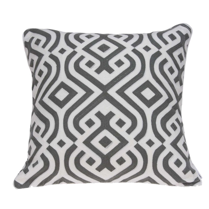 Gray and White Geometric Cotton Throw Pillow Set