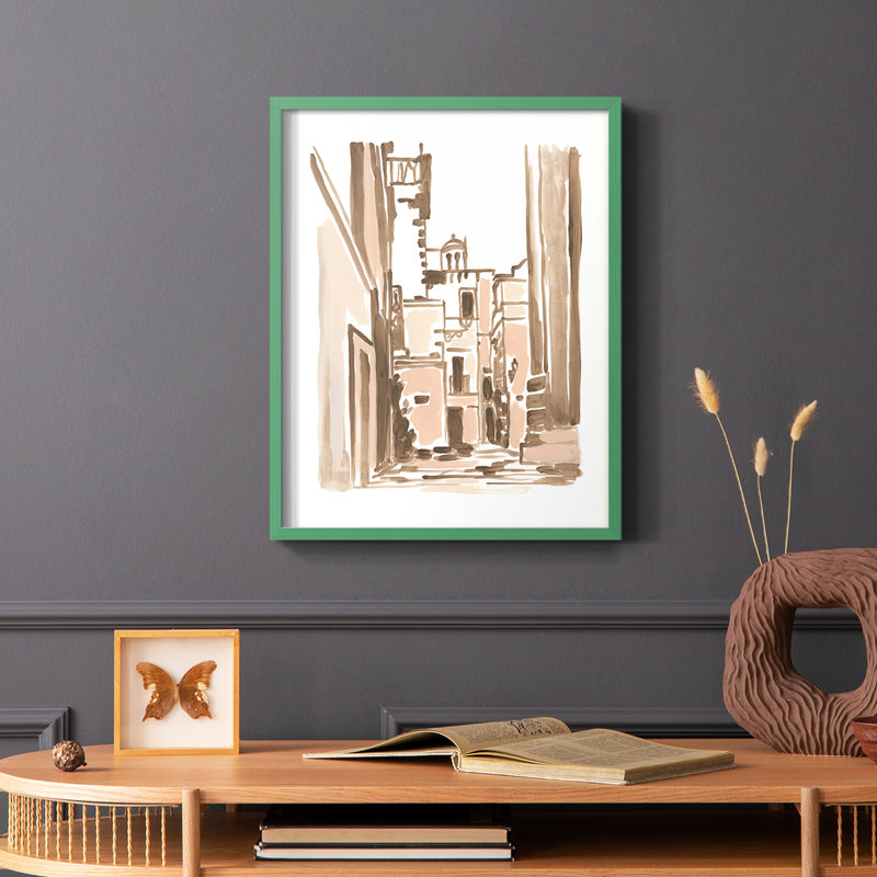 Blush Architecture Study II, reproduction encadrée - bois massif, Vert, H 10 po x l 8 po