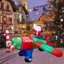 Père Noël vole un avion gonflable