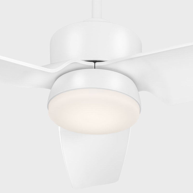 Ventilateur de plafond intérieur Heredia avec tige filetée, pales en ABS blanc mat et télécommande portable