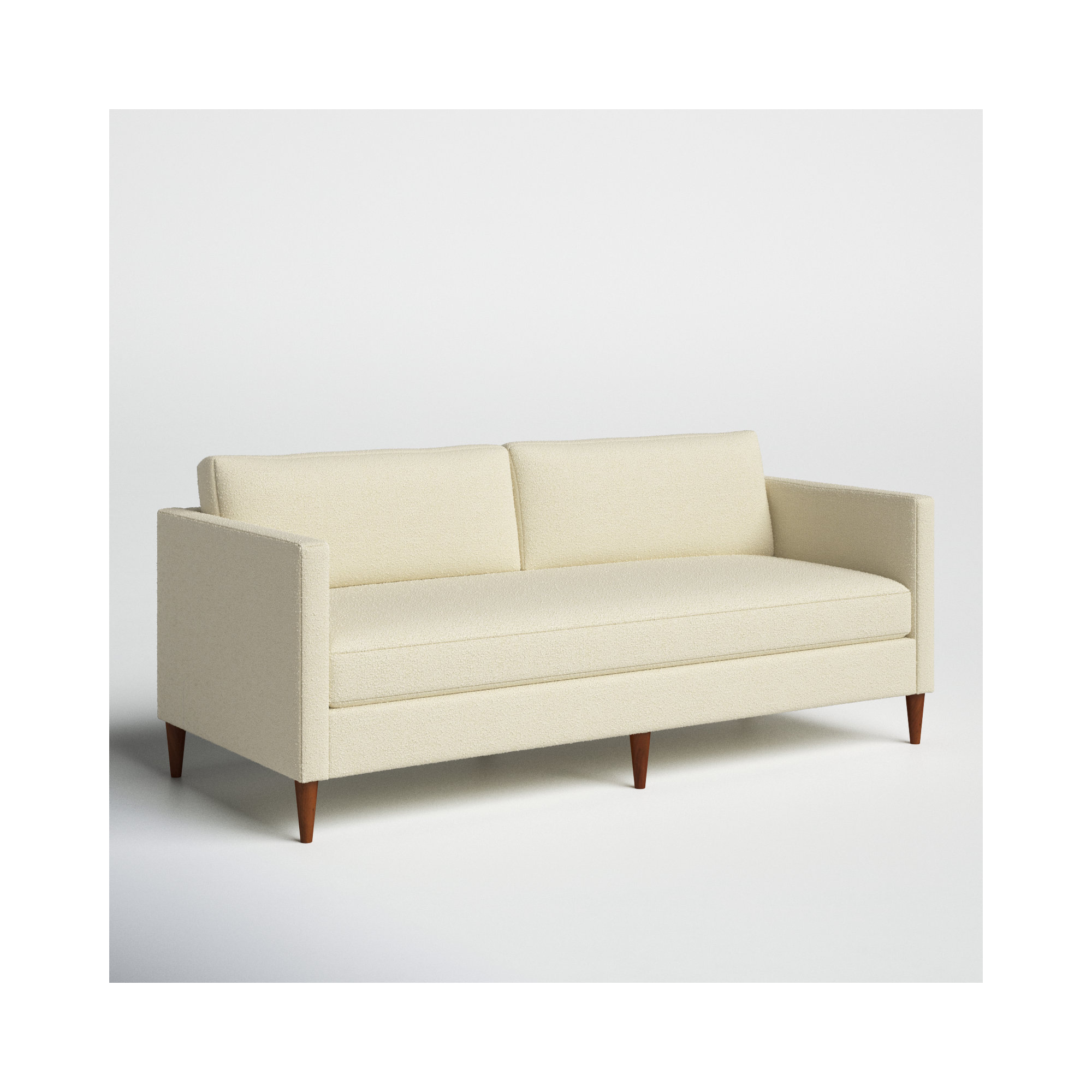Clifford 87" Upholstered Custom Bench-Seat Sofa, Davis Pearl Performance Bouclé