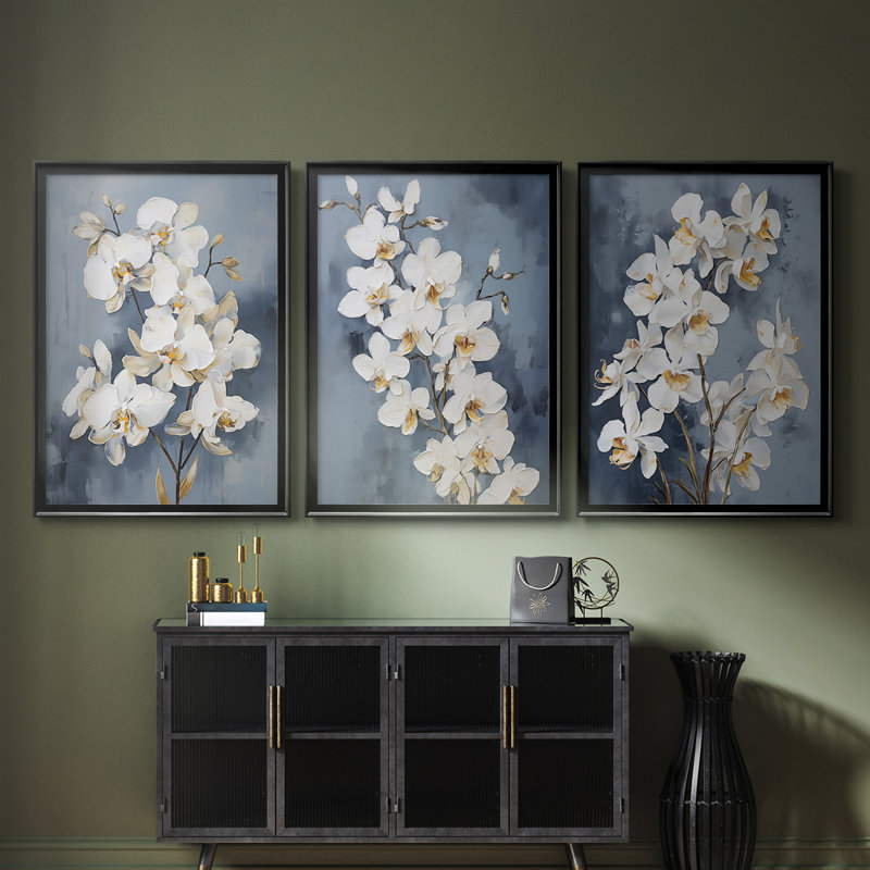 FLORAL Series CL XXXIV - Toile tendue avec châssis sur mesure - 3 pièces