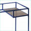 Bureaux | Bureau d'écriture avec plateau en verre moderne avec rangement | Finition bleue, structure en métal | Bleu | Métal, bois synthétique