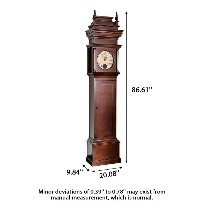 86.61"American-style vintage solid wood standing floor clock