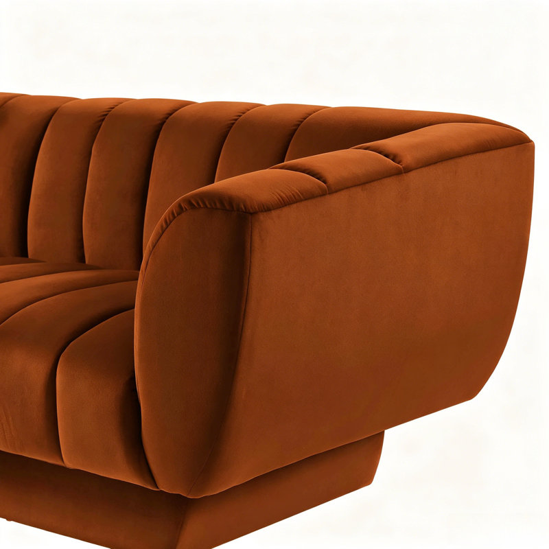 Canapé Chesterfield courbé de style moderne l 163,2 po Minimore, Velours cari