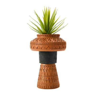 Vase en terre cuite estampé à la main, terre cuite
