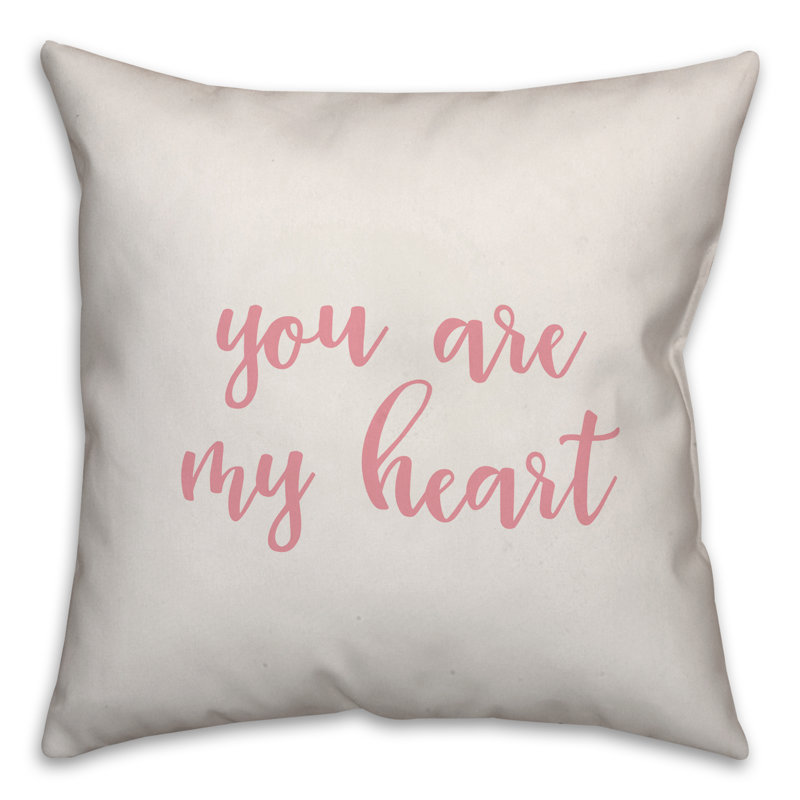  Coussin You You My Heart, Coussin décoratif, Blanc / rose