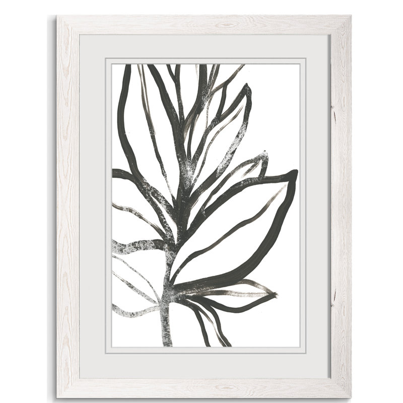 Leaf Instinct I - Peinture encadrée sur papier, H 38 po x l 28 po x P 1,25 po, Cadre ébène
