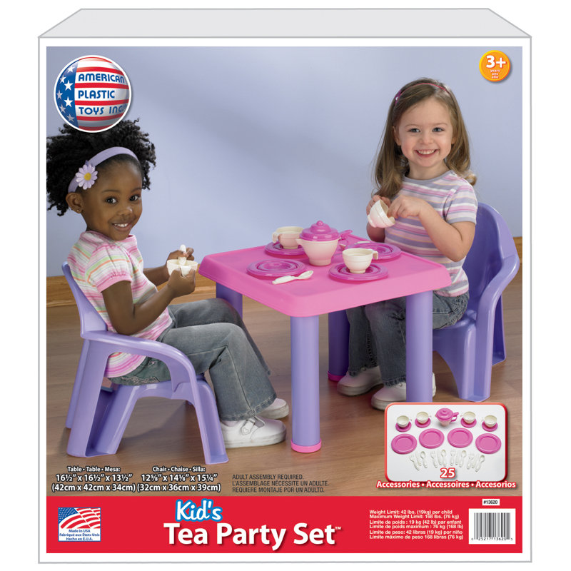 Pink and White 28-Piece Plastic Tea Party Set