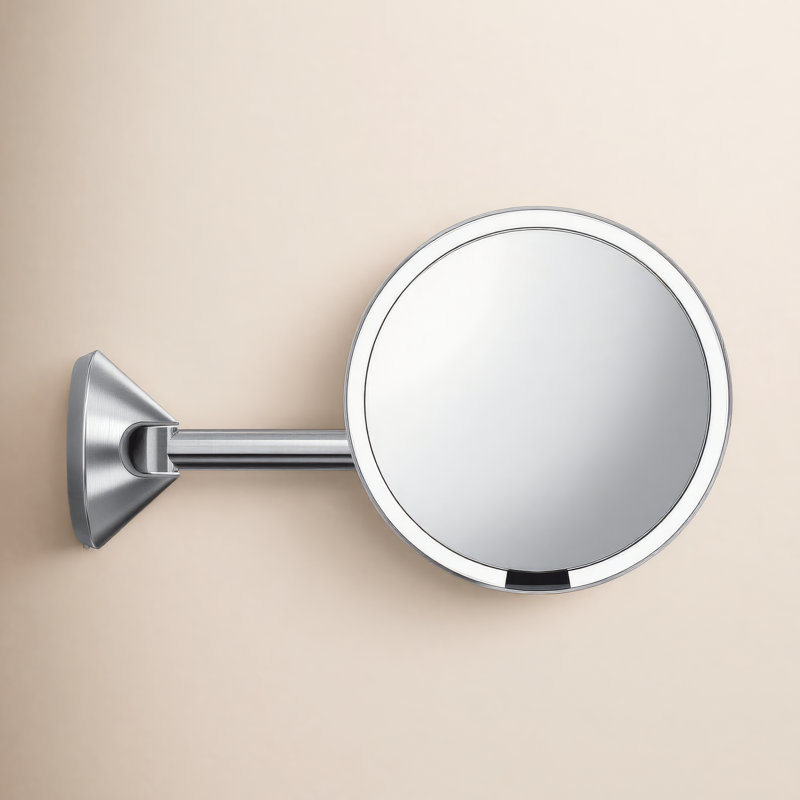Simplehuman 8" Hard Wired Lighted Sensor Wall Mount Mirror, Brushed Nickel
