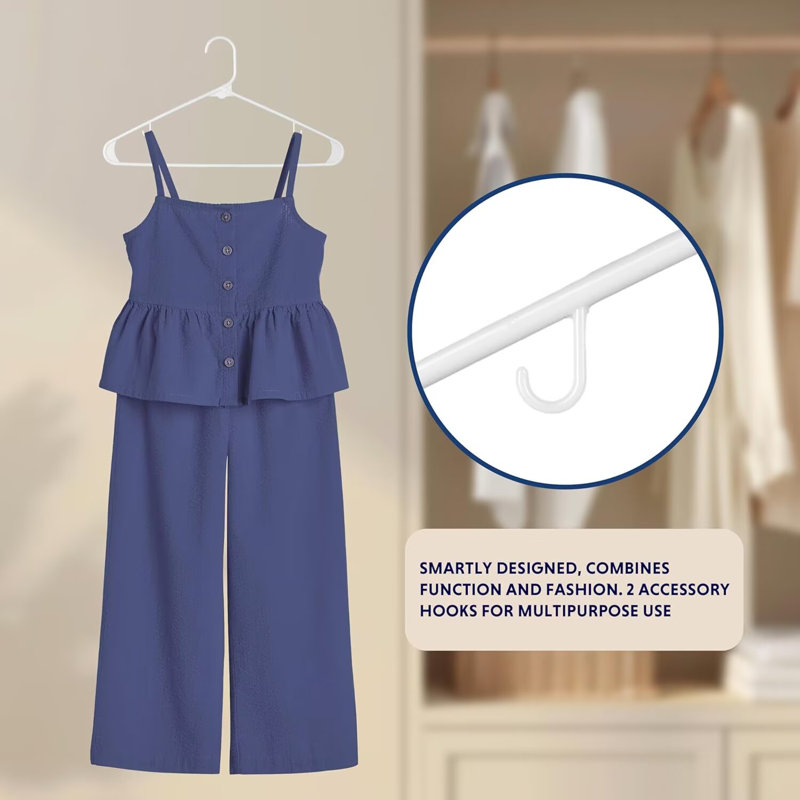 Cintres en plastique, cintres avec crochets antidérapants, cintres robustes et peu encombrants pour garde-robe, Blanc, 30